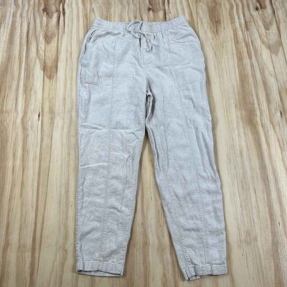 Old Navy Womens S Linen Blend Taper Jogger Pull On Drawstring Pants